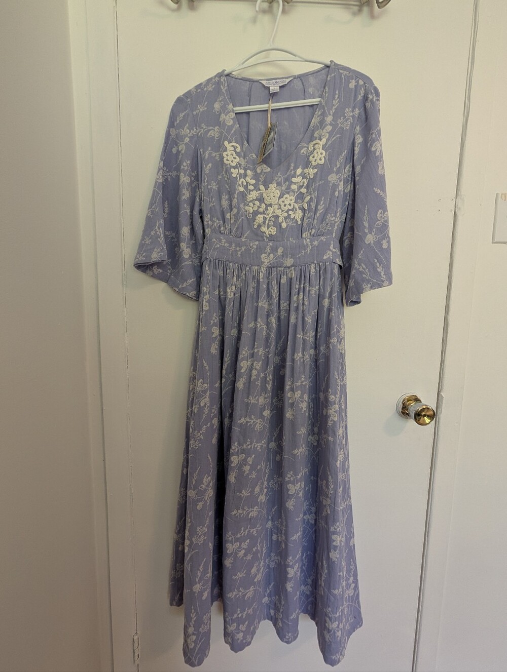 NWT April Cornell Spring Clover Maxi Dress Periwinkle Blue Floral Boho Chic S